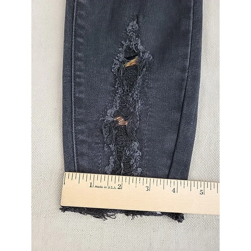 Judy Blue‎ Skinny Jeans Womens 3/26 Black Distressed Leopard Print Patch Edgy